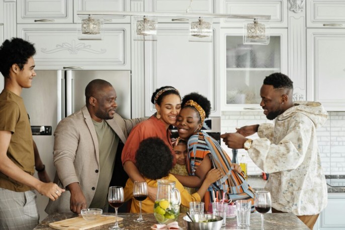 Family in kitchen